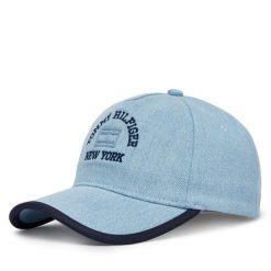Czapka z daszkiem Tommy Hilfiger. Niebieskie czapki z daszkiem damskie Tommy Hilfiger, bez wzorów. Za 229.99 zł.