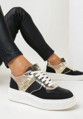 Czarne Sneakersy na Grubej Podeszwie Inise. Czarne obuwie sportowe damskie Born2be, bez zapięcia. Za 119.99 zł.