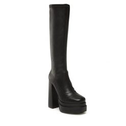 Kozaki Jenny Fairy. Czarne kozaki damskie Jenny Fairy, bez obcasa, na słupku, bez zapięcia. Za 209.99 zł.