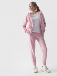 4F Spodnie dresowe joggery damskie - różowe M. Czerwone spodnie dresowe damskie 4F, m, bez wzorów, z bawełny. Za 129.99 zł.