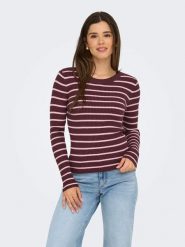 ONLY Sweter "Louisa" w kolorze bordowo-jasnoróżowym rozmiar: XL. Czerwone swetry klasyczne damskie Only, xl, prążkowane, bez kołnierzyka. Za 82.99 zł.