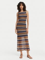 Artigli Sukienka dzianinowa ACAB004520 Niebieski Regular Fit. Niebieskie sukienki damskie Artigli, bez wzorów, z dzianiny, bez ramiączek. Za 479.99 zł.