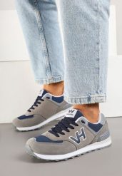 Szare Sneakersy z Geometryczną Aplikacją Halaniela. Szare obuwie sportowe damskie Born2be, bez zapięcia. Za 139.99 zł.
