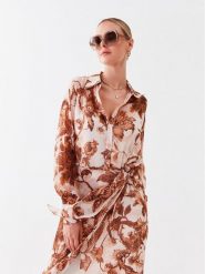 Guess Sukienka koszulowa W3RK18 WDW52 Beżowy Regular Fit. Brązowe sukienki damskie Guess, z aplikacjami, z syntetyku, bez ramiączek. Za 389.99 zł.