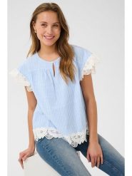 CULTURE Bluzka w kolorze błękitno-białym rozmiar: L. Niebieskie bluzki damskie Culture, l, bez wzorów, z koronki, bez kołnierzyka, bez ramiączek. Za 110.04 zł.