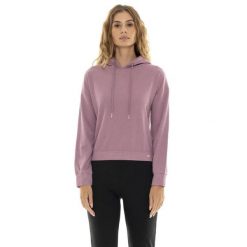 Bluza z kaptur na co dzień na siłownię. Fioletowe bluzy damskie LEONE 1947 APPAREL, bez wzorów, z lycry, bez kaptura. W wyprzedaży za 124.24 zł.