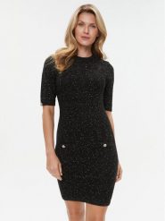 Morgan Sukienka dzianinowa 232-RMLAC Czarny Slim Fit. Czarne sukienki damskie Morgan, bez wzorów, z dzianiny, bez ramiączek. Za 419.99 zł.