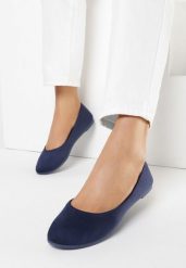 Granatowe Balerinki Kissyxo. Niebieskie balerinki damskie Born2be, bez wzorów. Za 34.99 zł.