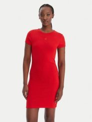 Calvin Klein Jeans Sukienka codzienna LV047B266G Czerwony Slim Fit. Czerwone sukienki damskie Calvin Klein Jeans, bez wzorów, z bawełny, bez ramiączek. Za 289.99 zł.