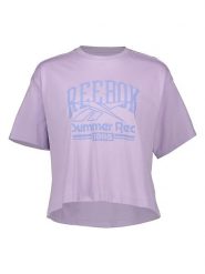 Reebok Koszulka w kolorze fioletowym rozmiar: S. Różowe bluzki damskie Reebok, s, bez wzorów, z bawełny, bez kołnierzyka, bez ramiączek. Za 61.95 zł.