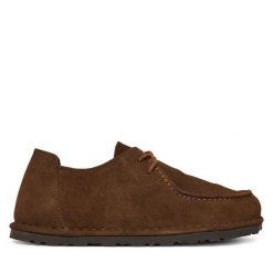 Półbuty Birkenstock. Brązowe półbuty damskie Birkenstock, bez wzorów, bez obcasa, na płaskiej podeszwie, bez zapięcia. Za 719.99 zł.