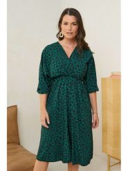 Curvy Lady Sukienka w kolorze ciemnozielonym rozmiar: 40/42. Zielone sukienki damskie Curvy Lady, bez wzorów, z wiskozy, klasyczne, bez ramiączek. Za 87.81 zł.