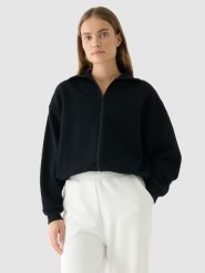 4F Bluza crop top rozpinana bez kaptura damska - czarna XL. Czarne bluzy damskie 4F, xl, bez wzorów, z bawełny, bez kaptura. W wyprzedaży za 79.99 zł.