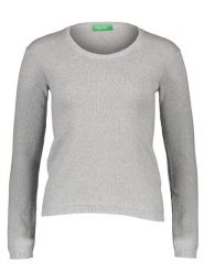 Benetton Sweter w kolorze szarym rozmiar: XL. Szare swetry klasyczne damskie Benetton, xl, z bawełny, bez kołnierzyka. Za 83.42 zł.
