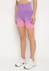 Fioletowe Szorty Kolarki Sportowe przed Kolano z Szeroką Gumą w Pasie Lavinna. Fioletowe spodenki sportowe damskie Born2be, s, bez wzorów, z gumy. Za 39.99 zł.