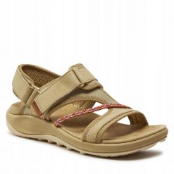 Sandały trekkingowe dla kobiet Merrell Terran 4. Brązowe sandały damskie Merrell, bez wzorów, bez obcasa, bez zapięcia. Za 249.99 zł.