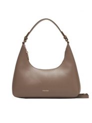 Calvin Klein Torebka Foil Logo Conv Shoulder Bag LV04F3272G Beżowy. Brązowe torebki klasyczne damskie Calvin Klein, ze skóry, bez dodatków. Za 489.99 zł.