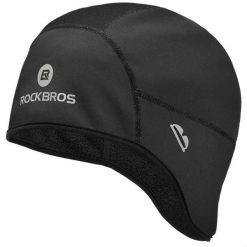 Czapka rowerowa zimowa dla dorosłych Rockbros YPP044 z otworami na okulary. Czarne czapki damskie ROCKBROS, na zimę, bez wzorów, z materiału. Za 49.90 zł.