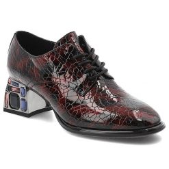 Bordowe Półbuty Artiker Stylowe Obuwie Damskie Na Eleganckim Obcasie. Czerwone półbuty damskie Artiker, z aplikacjami, z lakierowanej skóry, bez obcasa, na obcasie, bez zapięcia. Za 254.99 zł.