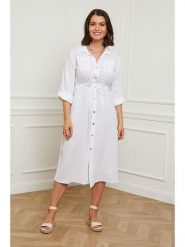 Curvy Lady Lniana sukienka w kolorze białym rozmiar: 40/42. Białe sukienki damskie Curvy Lady, bez wzorów, ze lnu, klasyczne, bez ramiączek. Za 154.79 zł.