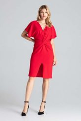 Czerwona Elegancka Sukienka Midi z Zakładanym Dekoltem. Czerwone sukienki damskie Figl, bez wzorów, z elastanu, eleganckie, bez ramiączek. Za 289.00 zł.
