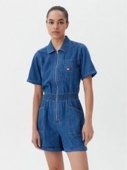 Tommy Jeans Kombinezon DW0DW20371 Niebieski Regular Fit. Niebieskie sukienki damskie Tommy Jeans, bez wzorów, z bawełny, bez ramiączek. Za 389.99 zł.