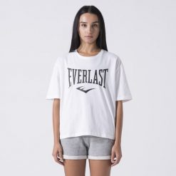 Ikoniczna Koszulka Z Logiem Biel Bawelna. Białe koszulki sportowe damskie EVERLAST, bez wzorów, z bawełny, bez ramiączek. Za 105.35 zł.