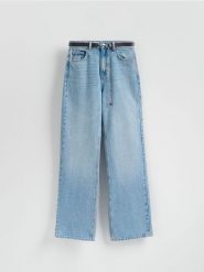 Jeansy z paskiem - turkusowy. Niebieskie jeansy damskie Reserved. Za 159.99 zł.