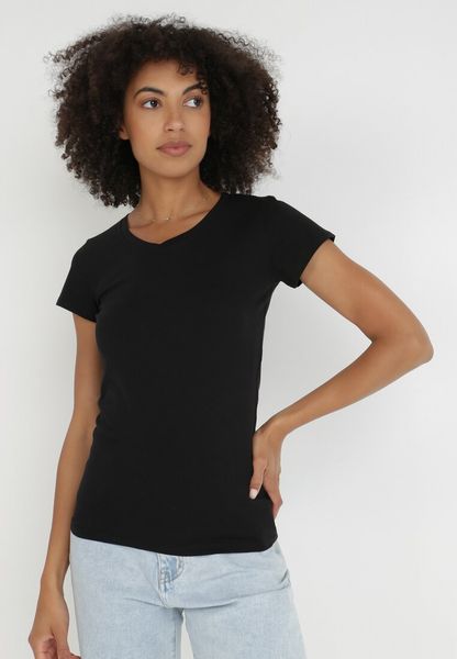 Czarny T-shirt Nysalphia. Czarne t-shirty damskie Born2be, l, bez wzorów, z bawełny, bez kołnierzyka. Za 29.99 zł.