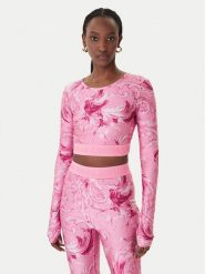 Versace Jeans Couture Bluzka 80HAH218 JS532 Różowy Slim Fit. Czerwone bluzki damskie Versace Jeans Couture, bez wzorów, z jeansu, bez kołnierzyka, bez ramiączek. Za 859.99 zł.