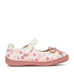 Baleriny JENNY. Białe baleriny dziewczęce Jenny, bez wzorów, bez obcasa, bez zapięcia. Za 79.99 zł.