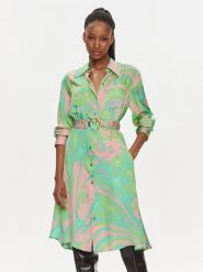 Pinko Sukienka koszulowa 103084 A1PE Zielony Regular Fit. Zielone sukienki damskie Pinko, bez wzorów, z wiskozy, bez ramiączek. Za 329.99 zł.