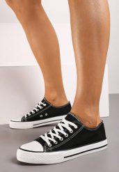 Czarno-Białe Trampki Jazlyn. Czarne trampki damskie Born2be, z aplikacjami, z kauczuku, przed kostkę, bez zapięcia. Za 44.99 zł.