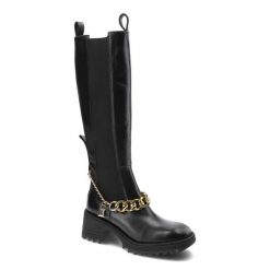 Czarne Kozaki Damskie Carinii Modne Buty Skórzane. Czarne kozaki damskie Carinii, ze skóry, bez obcasa, na obcasie, bez zapięcia. Za 465.00 zł.