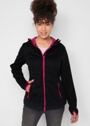 Lekka kurtka softshell. Czarne kurtki damskie bonprix, bez wzorów, z softshellu, bez kaptura. Za 219.99 zł.