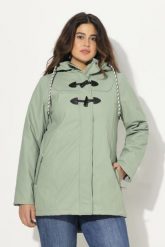 Damskie Kurtka przeciwdeszczowa HYPRAR wodoszczelna kaptur podłużne guziki. Zielone kurtki damskie Ulla Popken, plus size, bez wzorów, z materiału, z kapturem. Za 639.99 zł.