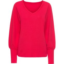 Sweter z balonowymi rękawami, ze zrównoważonej wiskozy. Czarne swetry klasyczne damskie bonprix, na wiosnę, z dzianiny, bez kołnierzyka. Za 99.99 zł.