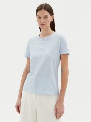 Tommy Hilfiger T-Shirt WW0WW40276 Błękitny Regular Fit. Niebieskie t-shirty damskie Tommy Hilfiger, s, bez wzorów, z bawełny, bez kołnierzyka. Za 119.99 zł.