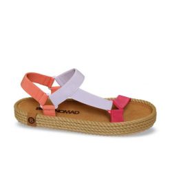 Sandały damskie plażowe MIAMI. Czerwone sandały damskie Aulp, bez wzorów, z jeansu, z otwartym noskiem, bez obcasa, na płaskiej podeszwie, bez zapięcia. Za 259.99 zł.