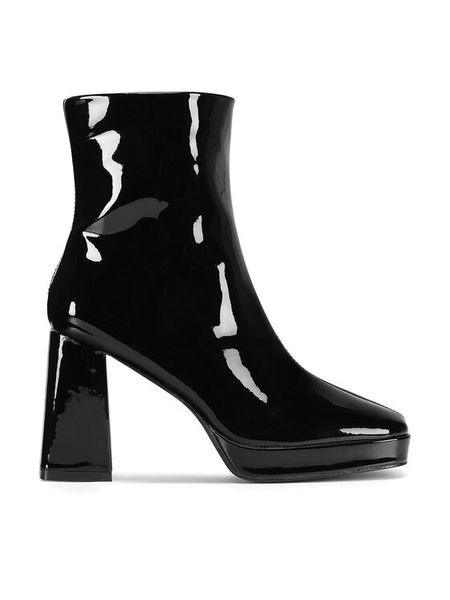 DeeZee Botki WM07022024 Czarny. Czarne botki damskie DeeZee, z materiału, bez obcasa, na słupku, bez zapięcia. Za 139.99 zł.