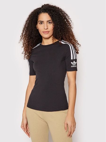 Adidas T-Shirt Tight Tee FM2592 Czarny Slim Fit. Czarne t-shirty damskie Adidas, bez wzorów, z bawełny, bez kołnierzyka. Za 79.99 zł.