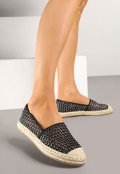 Czarne Espadryle z Siateczkową Cholewką i Plecionką Lillevi. Czarne espadryle damskie Renee, bez wzorów, z jeansu, bez obcasa. Za 59.99 zł.