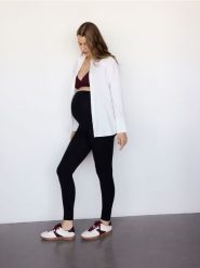 Bawełniane legginsy z wysokim stanem - czarny. Czarne legginsy damskie Reserved, l, bez wzorów, z bawełny. Za 89.99 zł.