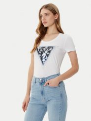 Guess T-Shirt W5RI00 J1314 Biały Regular Fit. Białe t-shirty damskie Guess, l, z aplikacjami, z bawełny, bez kołnierzyka. Za 109.99 zł.