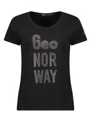 Geographical Norway Koszulka "Jutifa" w kolorze czarnym rozmiar: XL. Czarne koszulki damskie Geographical Norway, xl, bez wzorów, bez kołnierzyka, bez ramiączek. Za 37.38 zł.