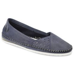 Granatowe Espadryle Lemar Wygodne Obuwie Damskie. Niebieskie espadryle damskie Lemar, w ażurowe wzory, z materiału, bez obcasa. Za 159.00 zł.