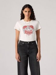 Levi's Koszulka w kolorze kremowym rozmiar: M. Brązowe koszulki damskie Levi's, m, bez wzorów, z bawełny, bez kołnierzyka, bez ramiączek. Za 74.46 zł.