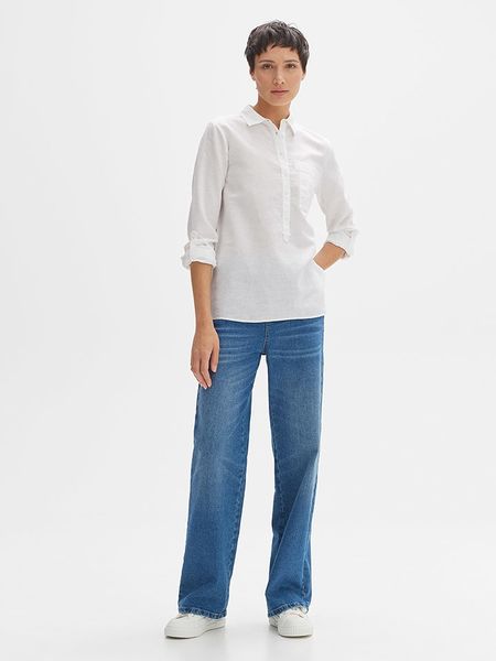 OPUS Bluzka w kolorze białym rozmiar: 44. Białe bluzki damskie Opus, bez wzorów, bez kołnierzyka, bez ramiączek. Za 118.84 zł.