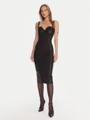 Elisabetta Franchi Sukienka koktajlowa AB-838-57E2-V480 Czarny Slim Fit. Czarne sukienki damskie Elisabetta Franchi, bez wzorów, z syntetyku, wizytowe, bez ramiączek. Za 2,079.00 zł.