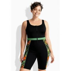 Damskie Kostium kąpielowy długie nogawki bez miękkich miseczek. Czarne stroje jednoczęściowe Ulla Popken, bez wzorów, z elastanu. Za 279.99 zł.